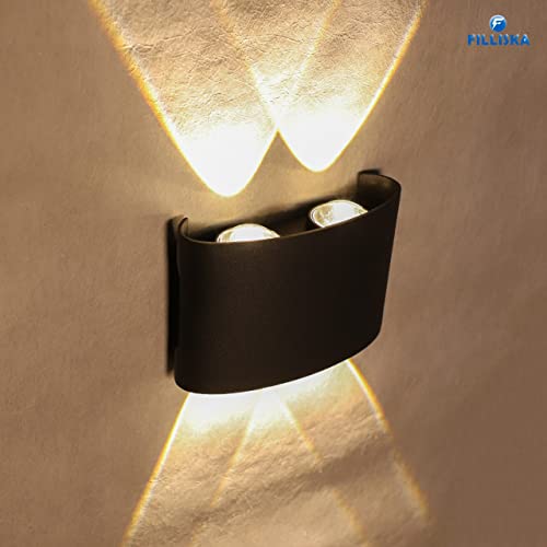FILLISKA® LED Outdoor UP Down Wall Light Warm White, IP-65 Rainproof & Shockproof Body (2 Year Warranty) (MattBlack 2up + 2down) - Image 3