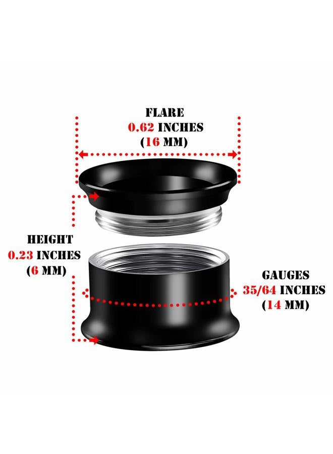 BIG GAUGES Pair of Internally Threaded Surgical Steel Black Double Flared Piercing Jewelry Stretcher Ear Plug Earring Lobe Tunnel, Stainless Steel,Steel, - Image 2