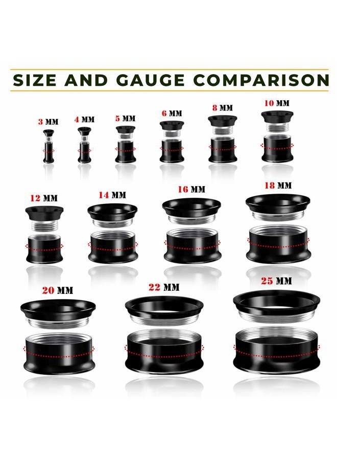 BIG GAUGES Pair of Internally Threaded Surgical Steel Black Double Flared Piercing Jewelry Stretcher Ear Plug Earring Lobe Tunnel, Stainless Steel,Steel, - Image 4