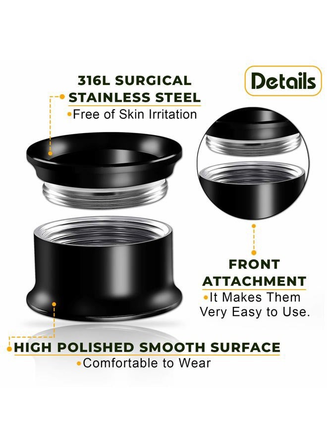 BIG GAUGES Pair of Internally Threaded Surgical Steel Black Double Flared Piercing Jewelry Stretcher Ear Plug Earring Lobe Tunnel, Stainless Steel,Steel, - Image 3