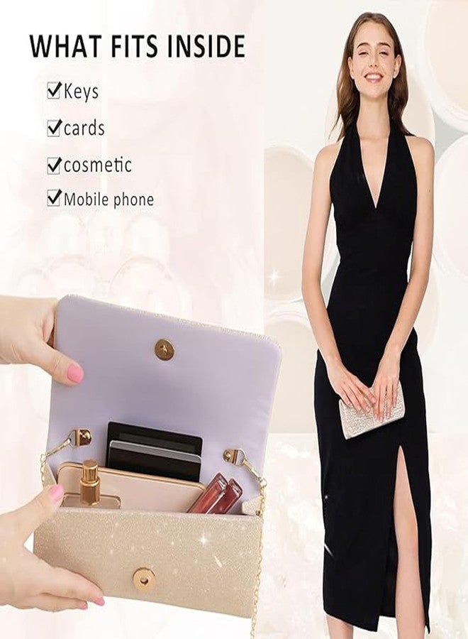 RNAZLIS Evening Clutch Purse for Women Wedding Purse Sparkling Party Handbag with Detachable Chain Strap Gold 7.9 x 1.8 x 4 Inches (Gold) - Image 5