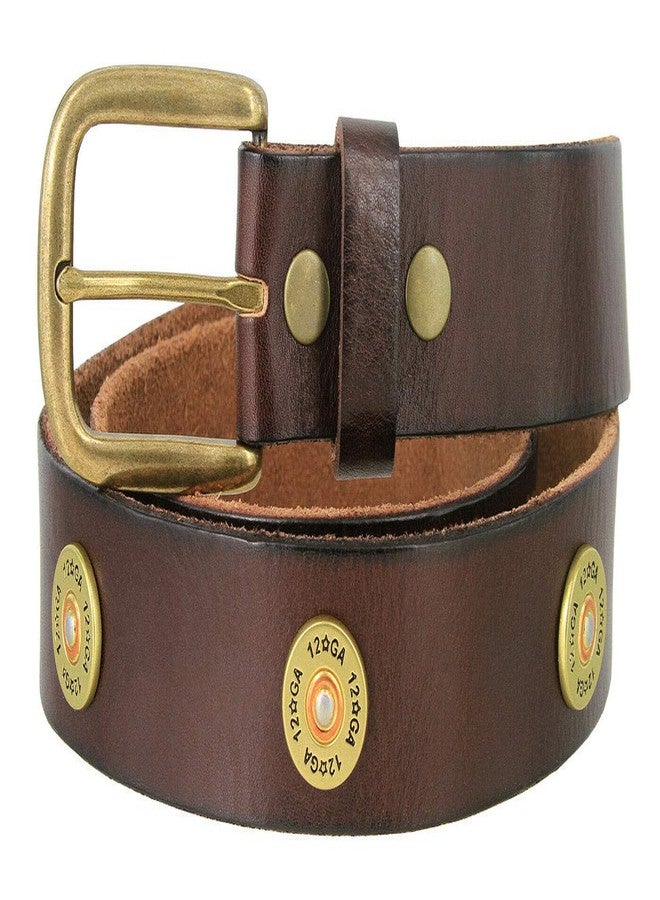 Belts.com 12 Gauge Shotgun Shell Conchos Full Grain Genuine Leather Belt 1-1/2"(38mm) Wide (Brown, 38) - Image 2