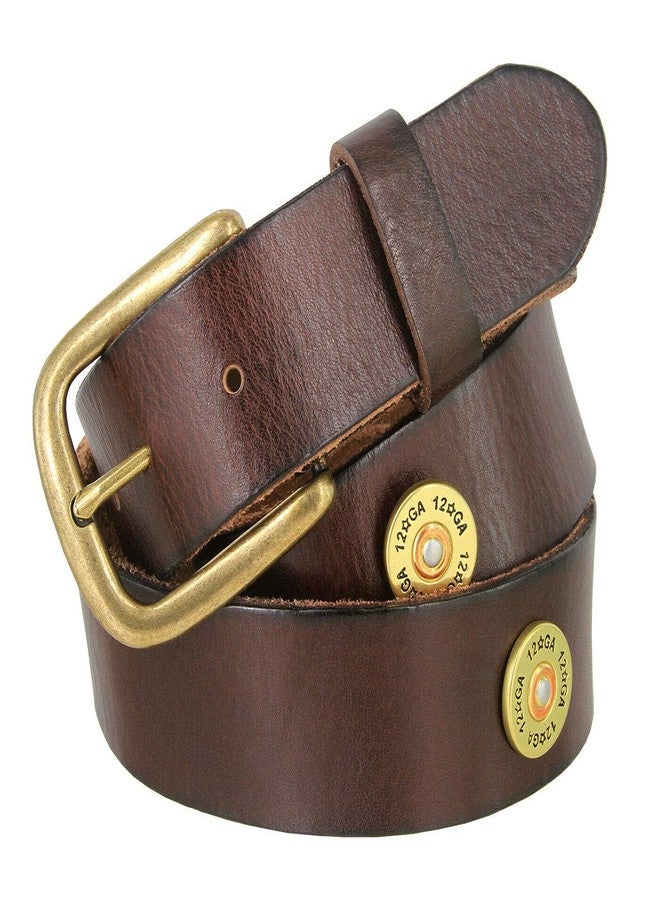 Belts.com 12 Gauge Shotgun Shell Conchos Full Grain Genuine Leather Belt 1-1/2"(38mm) Wide (Brown, 38) - Image 3