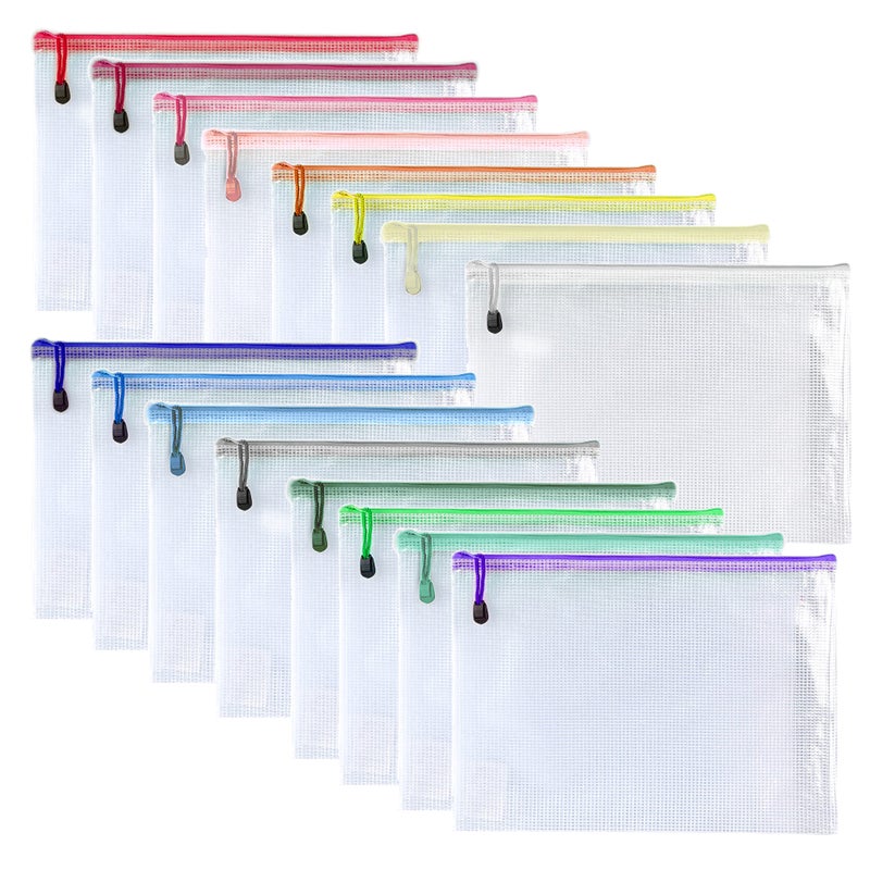 Oaimyy16 Pcs3x 5Plastic Mesh Zipper Pouch Document Folders Bag Zipper Zip File Folders Puzzle Storage Bags for Office Supplies TravelPuzzles Games Organizing StorageMulticolor - Image 2
