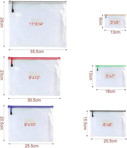 Oaimyy16 Pcs3x 5Plastic Mesh Zipper Pouch Document Folders Bag Zipper Zip File Folders Puzzle Storage Bags for Office Supplies TravelPuzzles Games Organizing StorageMulticolor - Image 3