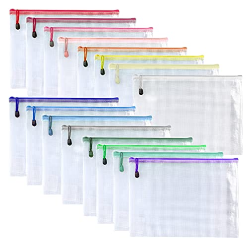 Oaimyy16 Pcs3x 5Plastic Mesh Zipper Pouch Document Folders Bag Zipper Zip File Folders Puzzle Storage Bags for Office Supplies TravelPuzzles Games Organizing StorageMulticolor - Image 1