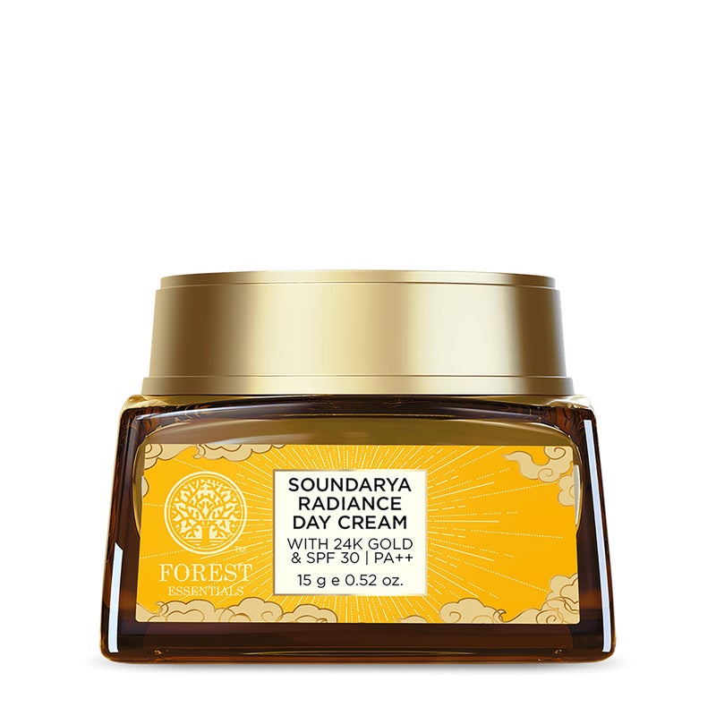 Forest Essentials Travel Size Soundarya Radiance Cream With 24K Gold SPF25 15g AntiAging Day Cream