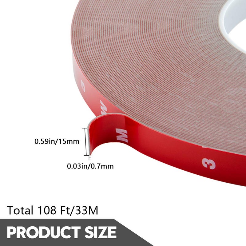 ToLanbbt Double Sided Tape Heavy Duty Waterproof Mounting Adhesive Tape Foam Tape for LED Strip Lights Home Decoration Office Decorations (108Ft x 0.59" x 0.03") - Image 2