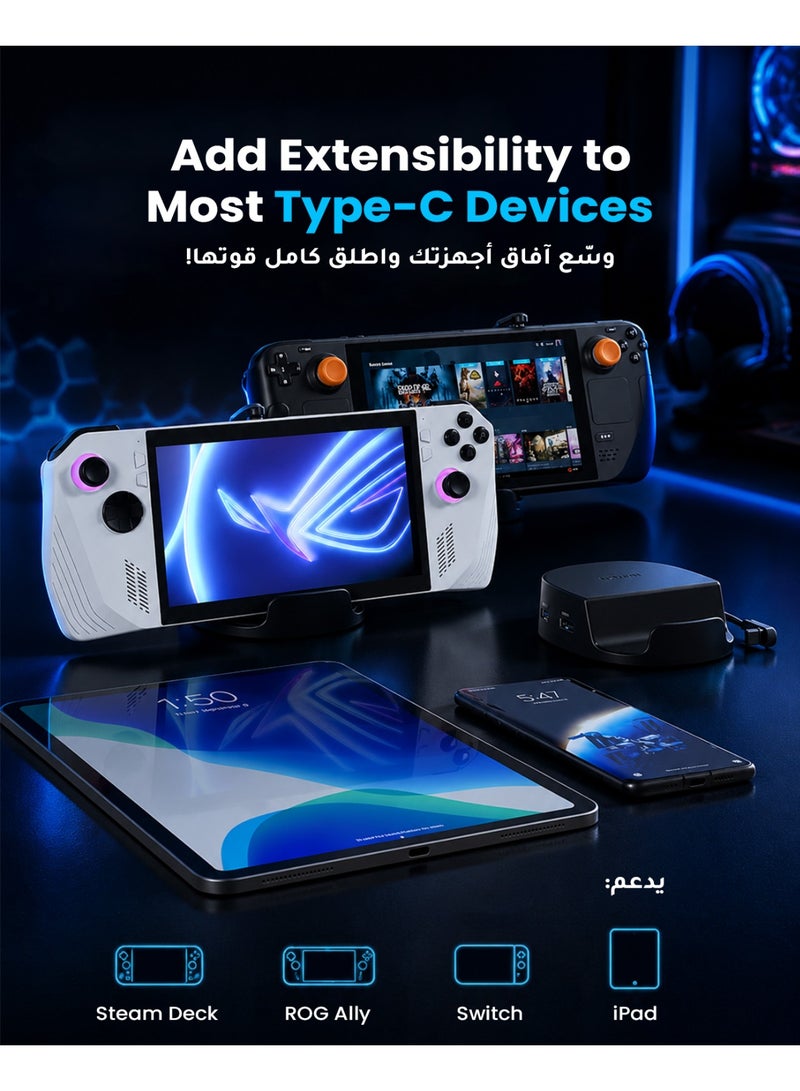 Syntech Mini Dock Compatible with Steam Deck/Steam Deck OLED/ROG Ally, 6-in-1 Docking Station with HDMI 2.0 4K@60Hz, Gigabit Ethernet, 3 x USB 3.0, PD Charging Stable Round Doc & Syntech Protective Case Compatible with Steam Deck Accessories Console OLED/LCD, All-Round Protection with Non-Slip Thumb Grips, Silicone Cover for Enhanced Fit and Alignment-Navy BlueBundle - Image 2
