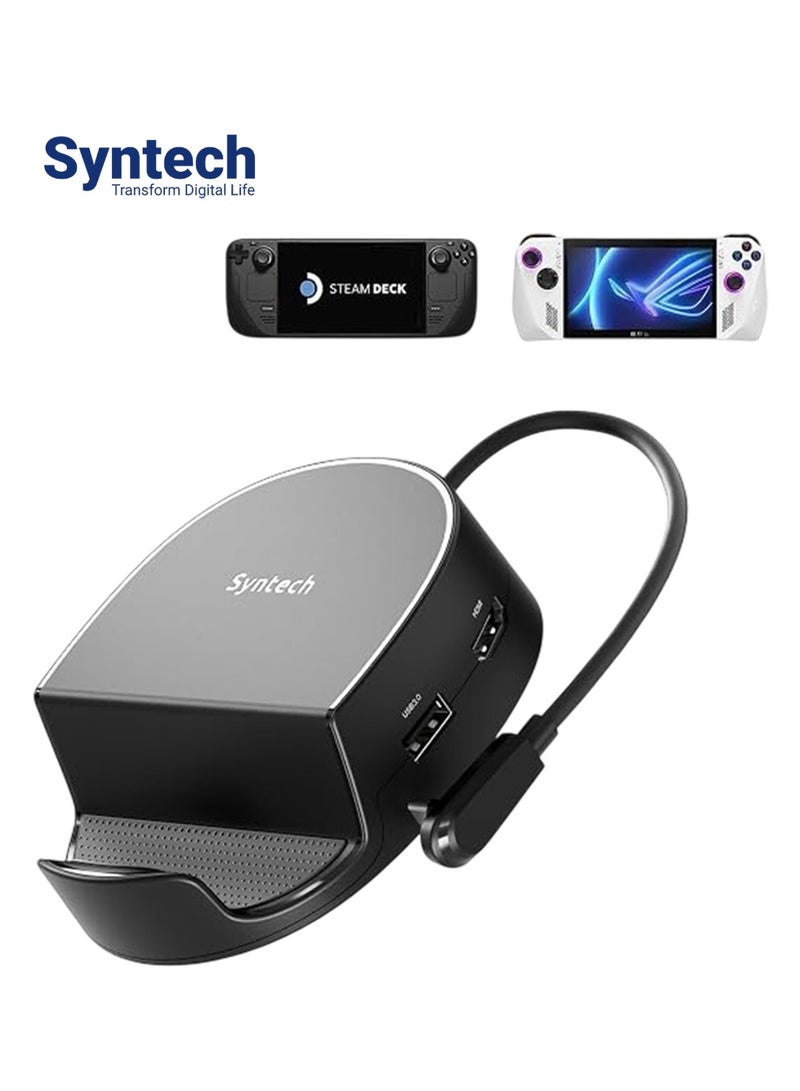 Syntech Mini Dock Compatible with Steam Deck/Steam Deck OLED/ROG Ally, 6-in-1 Docking Station with HDMI 2.0 4K@60Hz, Gigabit Ethernet, 3 x USB 3.0, PD Charging Stable Round Doc & Syntech Protective Case Compatible with Steam Deck Accessories Console OLED/LCD, All-Round Protection with Non-Slip Thumb Grips, Silicone Cover for Enhanced Fit and Alignment-Navy BlueBundle - Image 1