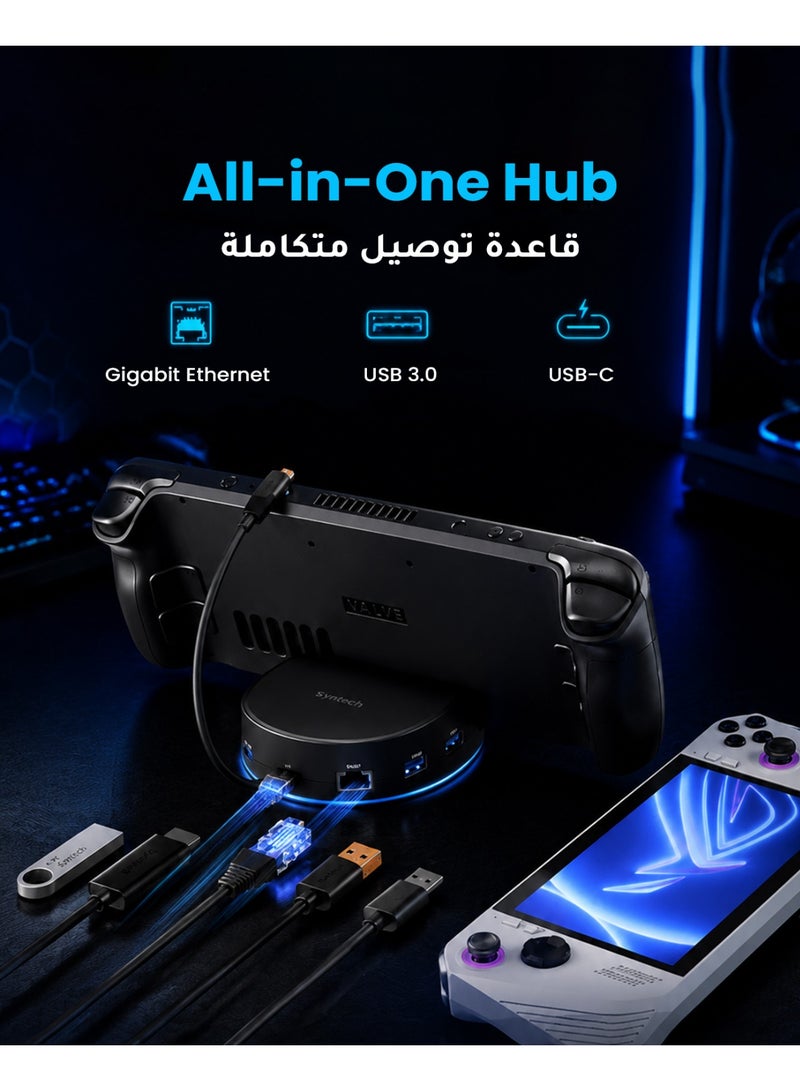 Syntech Mini Dock Compatible with Steam Deck/Steam Deck OLED/ROG Ally, 6-in-1 Docking Station with HDMI 2.0 4K@60Hz, Gigabit Ethernet, 3 x USB 3.0, PD Charging Stable Round Doc & Syntech Protective Case Compatible with Steam Deck Accessories Console OLED/LCD, All-Round Protection with Non-Slip Thumb Grips, Silicone Cover for Enhanced Fit and Alignment-Navy BlueBundle - Image 5