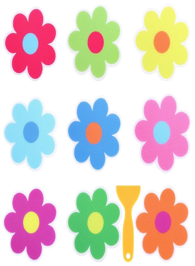 Whaline 20Pcs Daisy Flower Bathroom Non Slip Stickers Waterproof Anti Slip Bathtub Treads with Scraper Bathroom Decorative Adhesive Decals for Shower - Image 1