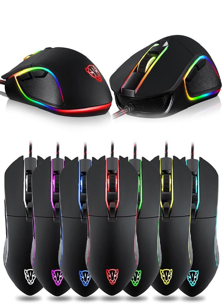 Eckek - Motospeed V30 3500DPI 6 ons Breathing LED Optical Wired Gaming Mouse - Image 1