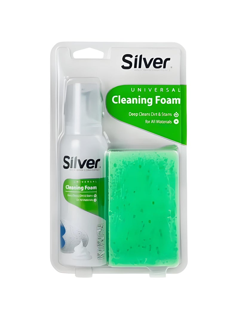 Silver Universal Shoe Foaming Cleaner - Silver for Sneakers, Leather & Fabric - with Sponge for Deep Cleaning of Stains and Dirt for All Materials - Image 1