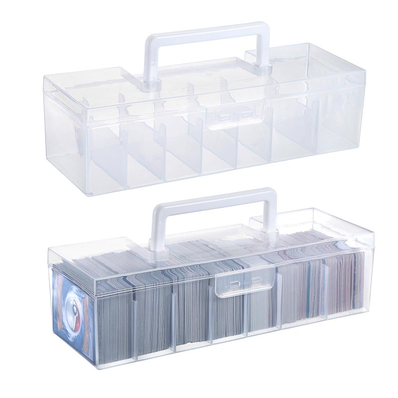 OwnMy 2 Plastic Trading Card Storage Boxes Clear Plastic Card Storage Cases with Dividers, Portable Baseball Cards Organizer Box for Football Sports MTG TCG Cards - Image 1