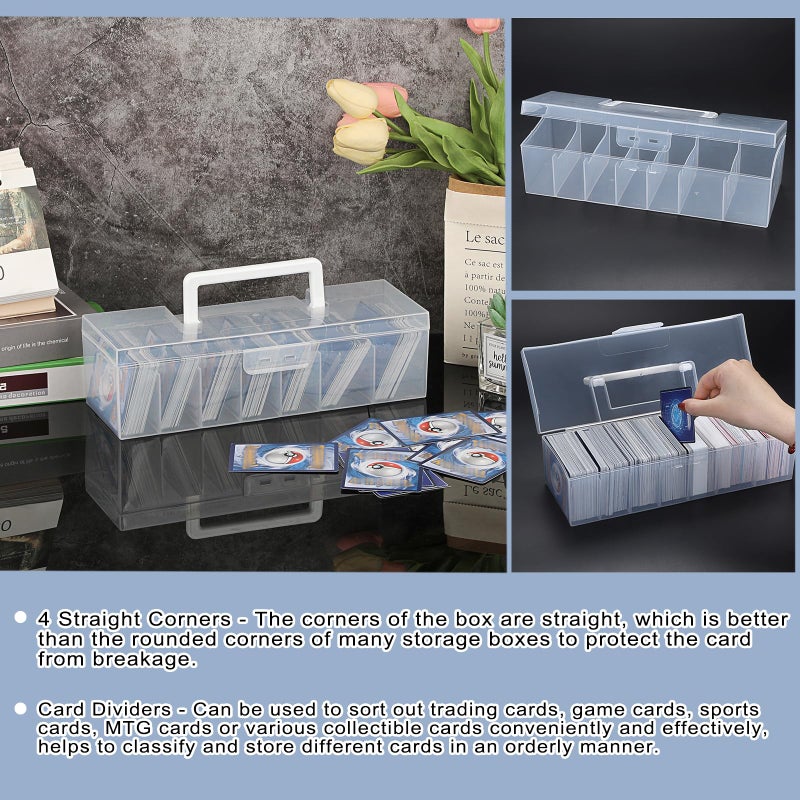 OwnMy 2 Plastic Trading Card Storage Boxes Clear Plastic Card Storage Cases with Dividers, Portable Baseball Cards Organizer Box for Football Sports MTG TCG Cards - Image 4