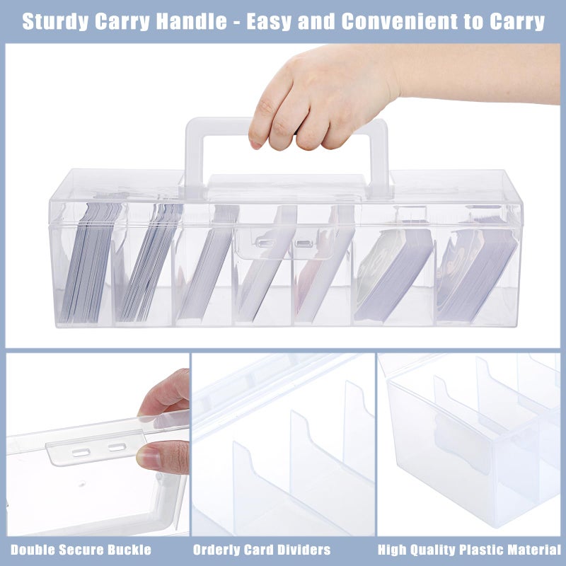 OwnMy 2 Plastic Trading Card Storage Boxes Clear Plastic Card Storage Cases with Dividers, Portable Baseball Cards Organizer Box for Football Sports MTG TCG Cards - Image 5
