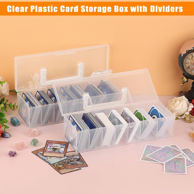 OwnMy 2 Plastic Trading Card Storage Boxes Clear Plastic Card Storage Cases with Dividers, Portable Baseball Cards Organizer Box for Football Sports MTG TCG Cards - Image 3