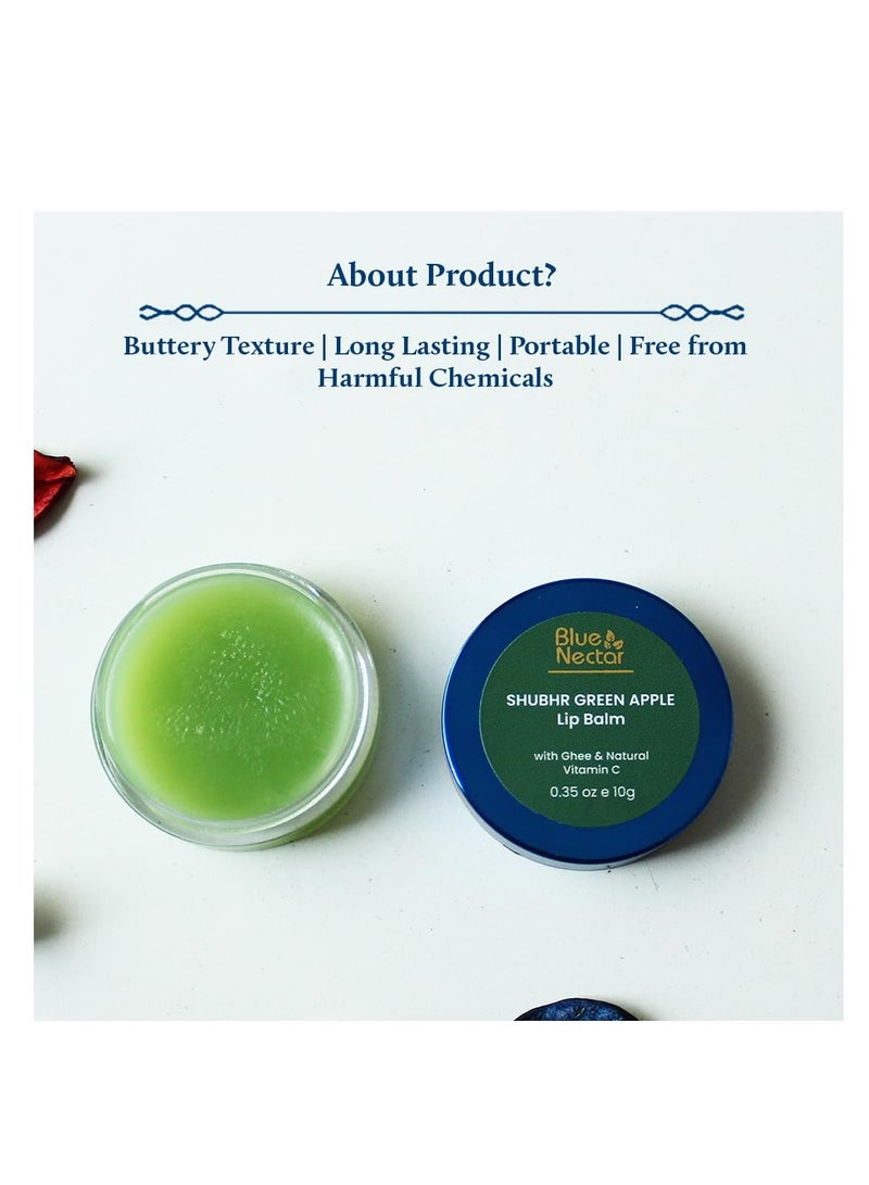 Blue Nectar Shubhr Green Apple Lip Balm & Gloss With Ghee & Natural Vitamin C for Dry Chapped Lips with intense moisturization |100% Ayurvedic|Paraben & Sulphate Free| (10g, 10 Herbs) - Image 5