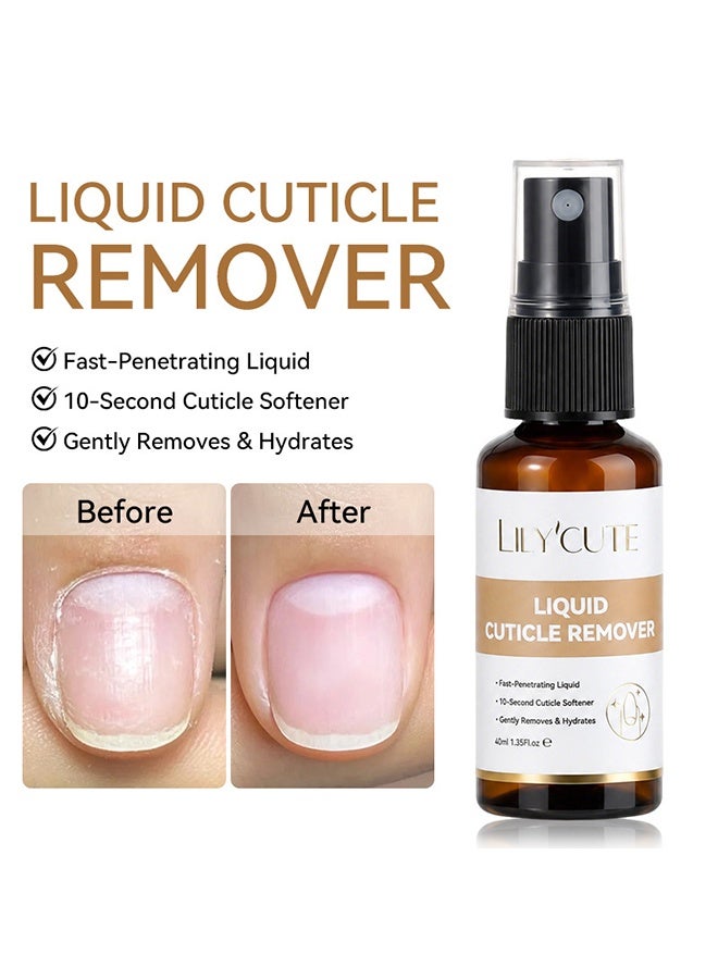 LILYCUTE Liquid Cuticle Remover, 10 Second Fast Softening Cuticle Care Liquid, Gentle Hydrating Dead Cuticle Remover for Nail Manicure 40ml - Image 1