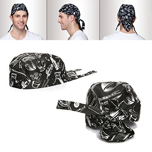 traderplus Men Women Chefs Hat Cap Kitchen Catering Skull Cap Ribbon Cap Turban (Fork Spoon) - Image 2