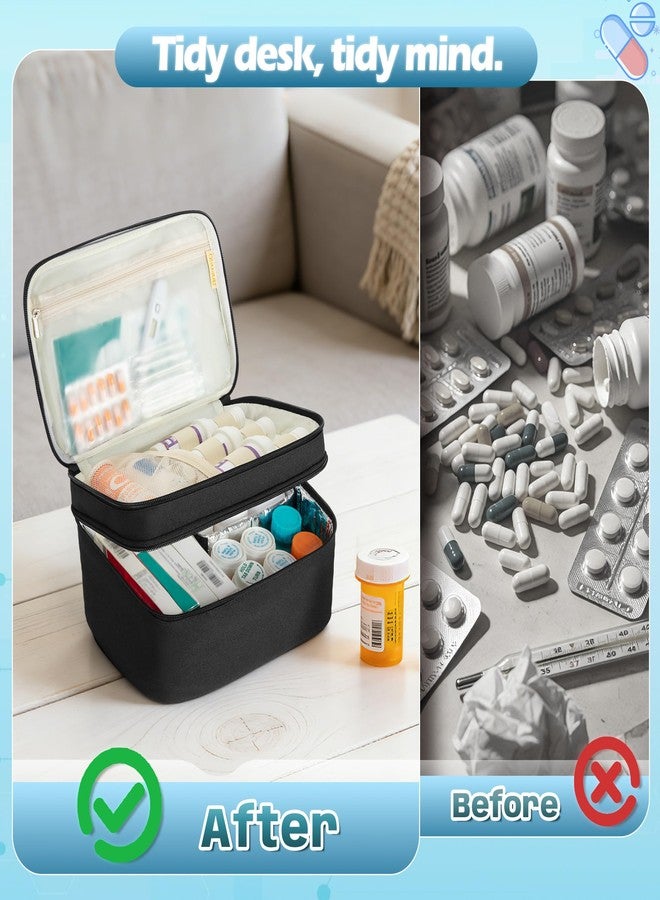 BAFASO Double Layer Pill Bottle Organizer, Insulated Medicine Organizer Bag with Attachable Dividers for Medication and First Aid Kits (Bag ONLY, Black - Image 5