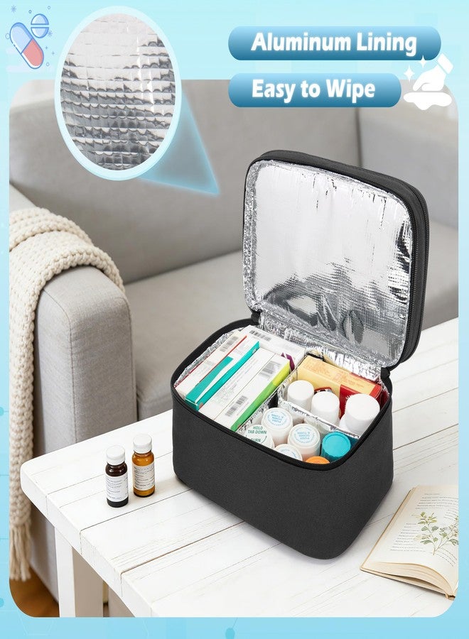 BAFASO Double Layer Pill Bottle Organizer, Insulated Medicine Organizer Bag with Attachable Dividers for Medication and First Aid Kits (Bag ONLY, Black - Image 4