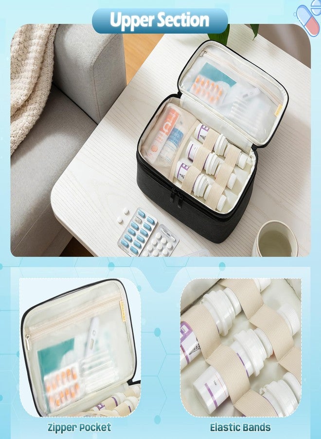 BAFASO Double Layer Pill Bottle Organizer, Insulated Medicine Organizer Bag with Attachable Dividers for Medication and First Aid Kits (Bag ONLY, Black - Image 2