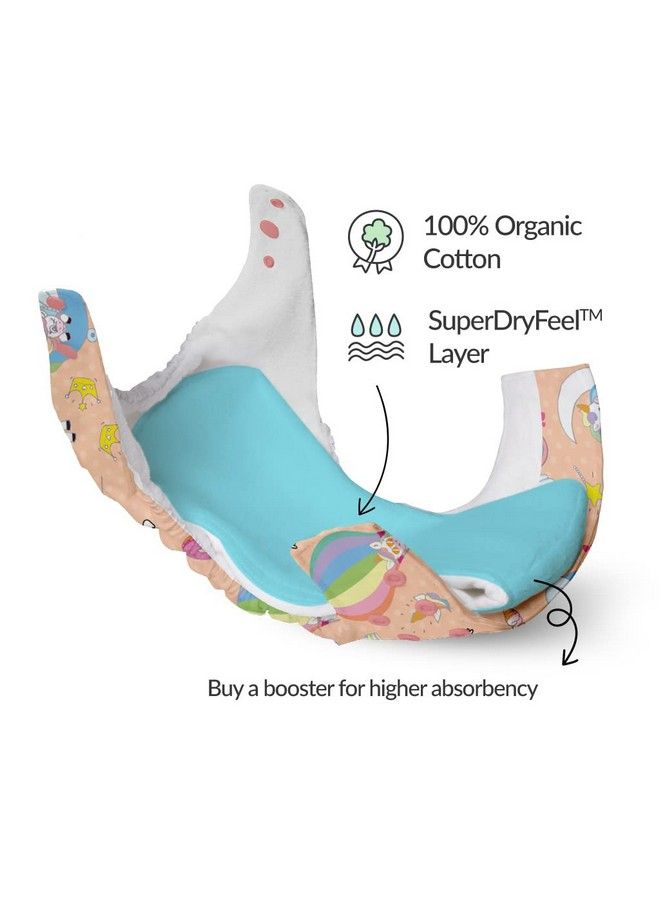 Superbottoms Uno Freesize Cloth Diaper ; Cloth Diaper For Babies 3M To 3Y ; Washable & Reusable Cloth Diaper ; Comes With Cloth Diaper Inserts ; 1 Organic Cotton Soaker + 1 Booster ; Unicorn - Image 4