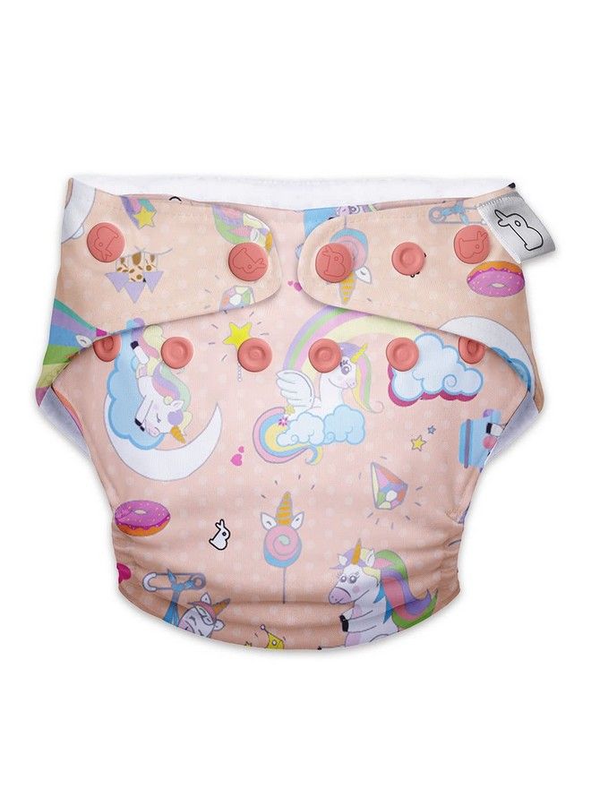 Superbottoms Uno Freesize Cloth Diaper ; Cloth Diaper For Babies 3M To 3Y ; Washable & Reusable Cloth Diaper ; Comes With Cloth Diaper Inserts ; 1 Organic Cotton Soaker + 1 Booster ; Unicorn - Image 1
