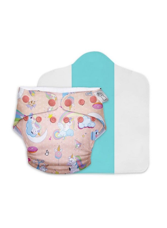 Superbottoms Uno Freesize Cloth Diaper ; Cloth Diaper For Babies 3M To 3Y ; Washable & Reusable Cloth Diaper ; Comes With Cloth Diaper Inserts ; 1 Organic Cotton Soaker + 1 Booster ; Unicorn - Image 3