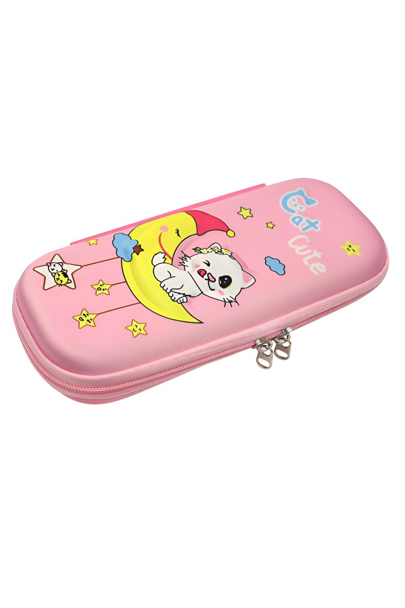 ROCO Hard Pencil Case Cat Cute · Pink/Yellow - Image 1