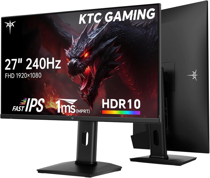 KTC 27 Inch Gaming Monitor 240Hz, FHD 1080p Fast IPS Computer Monitor with Adaptive Sync, HDR, Height Pivot Tilt Adjustable, Vesa Mount, HDMI/DP/USB, H27F7 - Image 1