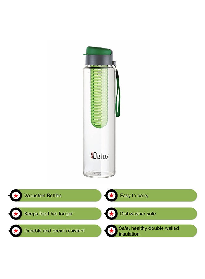 Cello زجاجة ماء infuser بالفواكه والشاي من سيلو detox | غطاء عريض محكم مع غطاء قابل للطي | مقاومة للتسرب ، ومتينة | مثالية للصالة الرياضية ، المكتب ، السفر | 750 مل ، أخضر - Image 3