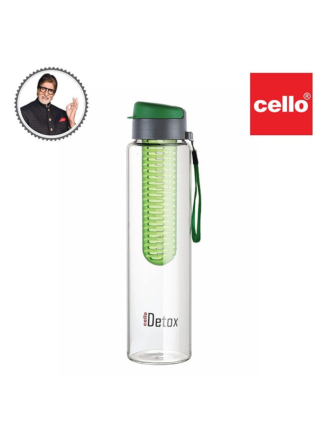 Cello زجاجة ماء infuser بالفواكه والشاي من سيلو detox | غطاء عريض محكم مع غطاء قابل للطي | مقاومة للتسرب ، ومتينة | مثالية للصالة الرياضية ، المكتب ، السفر | 750 مل ، أخضر - Image 2