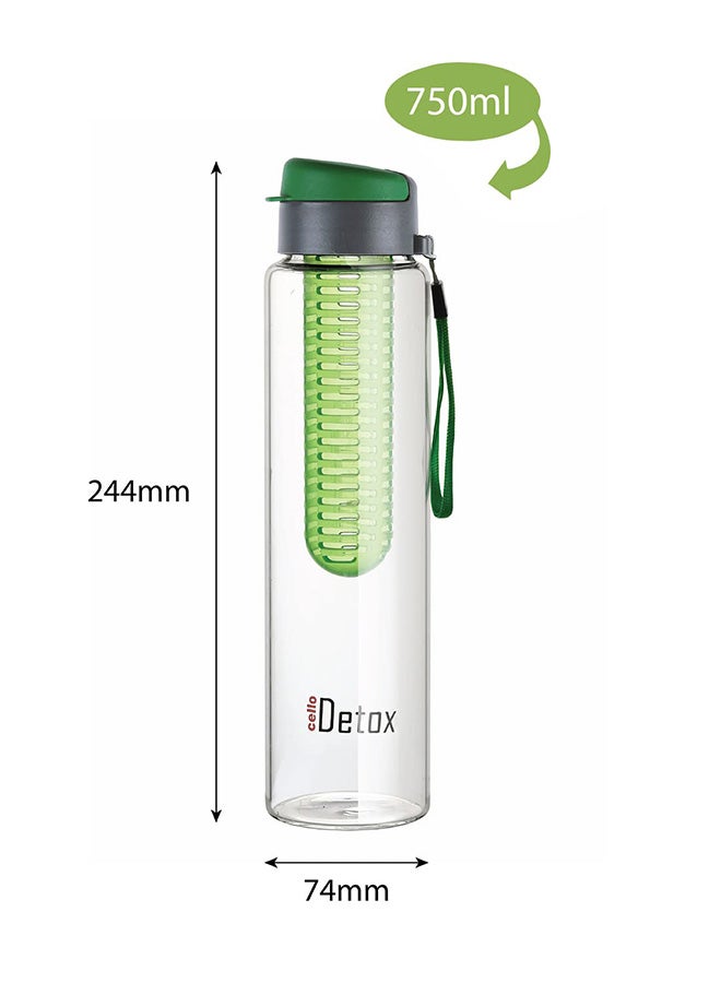 Cello زجاجة ماء infuser بالفواكه والشاي من سيلو detox | غطاء عريض محكم مع غطاء قابل للطي | مقاومة للتسرب ، ومتينة | مثالية للصالة الرياضية ، المكتب ، السفر | 750 مل ، أخضر - Image 4