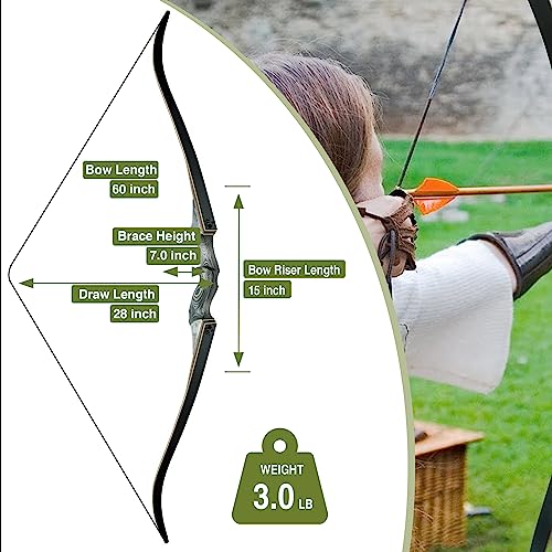 GLURAK Black Hunter Takedown Recurve Bow, 60" Right Handed with Ergonomic Design for Adults Beginners to Advanced Outdoor Practice & Hunting (45 lb, Right Hand) - Image 3