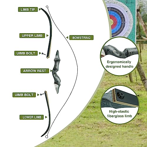 GLURAK Black Hunter Takedown Recurve Bow, 60" Right Handed with Ergonomic Design for Adults Beginners to Advanced Outdoor Practice & Hunting (45 lb, Right Hand) - Image 4
