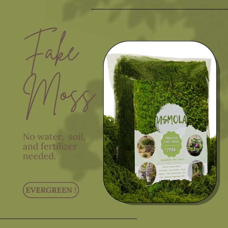 USMOLA 3.5OZ Fake Moss for Plants Indoor - Artificial Moss for Table Centerpieces, Fairy Gardens, Terrariums - Realistic Faux Grass for Wedding Christmas Party Decor (Natural Green) - Image 4