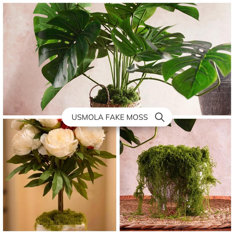 USMOLA 3.5OZ Fake Moss for Plants Indoor - Artificial Moss for Table Centerpieces, Fairy Gardens, Terrariums - Realistic Faux Grass for Wedding Christmas Party Decor (Natural Green) - Image 5