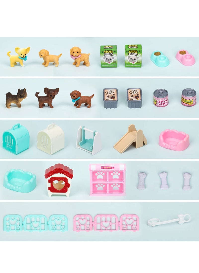 Generic - Pet Pretend Educational Play Toys, Pet Pretend Kit for Kids, 32 PCS Dog Figures Playset, Pet Dog Grooming Feeding Toys Play, Gift for Kids Toddlers Boys and Girls - Image 1