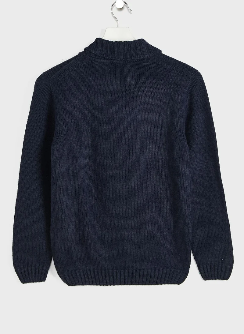 Zippy Kids Star Print Knitted V-Neck Sweater