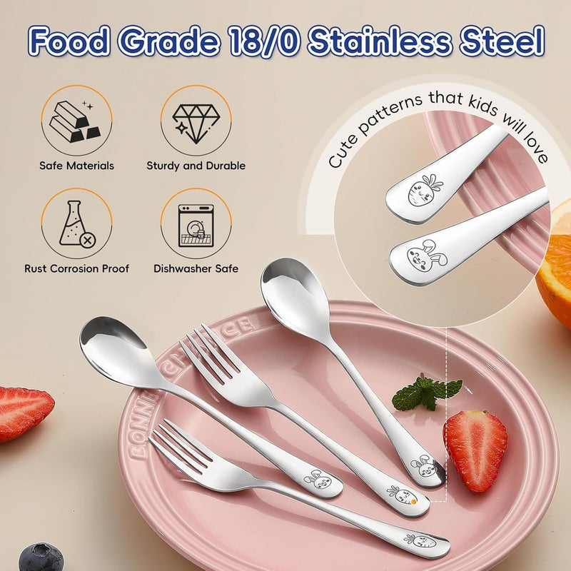 ITITT 12 Pieces Stainless Steel Toddler Utensils Set  Food Grade Kids Silverware Set Children Safe Small Forks and Spoons Mirror Polished Sturdy and Durable Dishwasher Safe - Image 4
