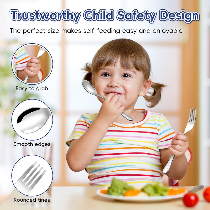 ITITT 12 Pieces Stainless Steel Toddler Utensils Set  Food Grade Kids Silverware Set Children Safe Small Forks and Spoons Mirror Polished Sturdy and Durable Dishwasher Safe - Image 3