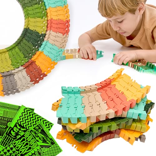 JitteryGit Extra 72 Track Pieces 3 Glow Sticker Sheets Pack Expand Your Racetrack Fun Build Bigger Race Faster and Shine Brighter - Image 1