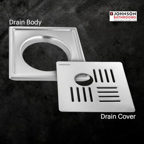 Johnson Bathrooms Ruby 5x5 inches Square Floor Drain with Hole | SS304 Grade Floor Trap Jali/Drain Cover| Anti-Rust, Matt/Satin Finish | 2 Yr Warranty (T2981S1 - Stainless Steel) - Image 4