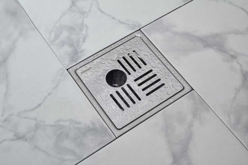 Johnson Bathrooms Ruby 5x5 inches Square Floor Drain with Hole | SS304 Grade Floor Trap Jali/Drain Cover| Anti-Rust, Matt/Satin Finish | 2 Yr Warranty (T2981S1 - Stainless Steel) - Image 3