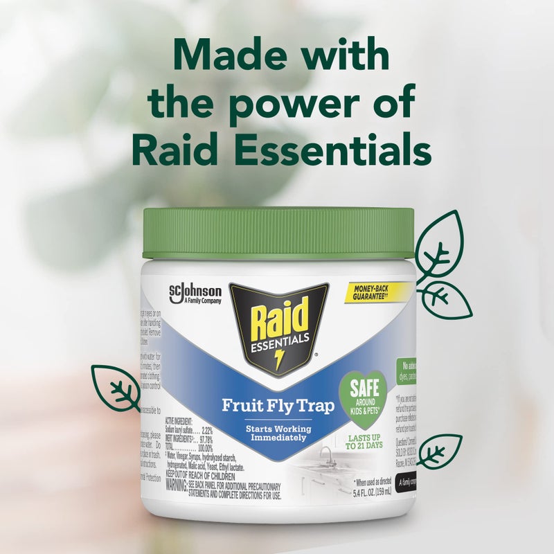 Raid Essentials Fruit Fly Trap for Indoors, Made with Essential Oils, Child and Pet Safe, 5.4 oz - Image 5