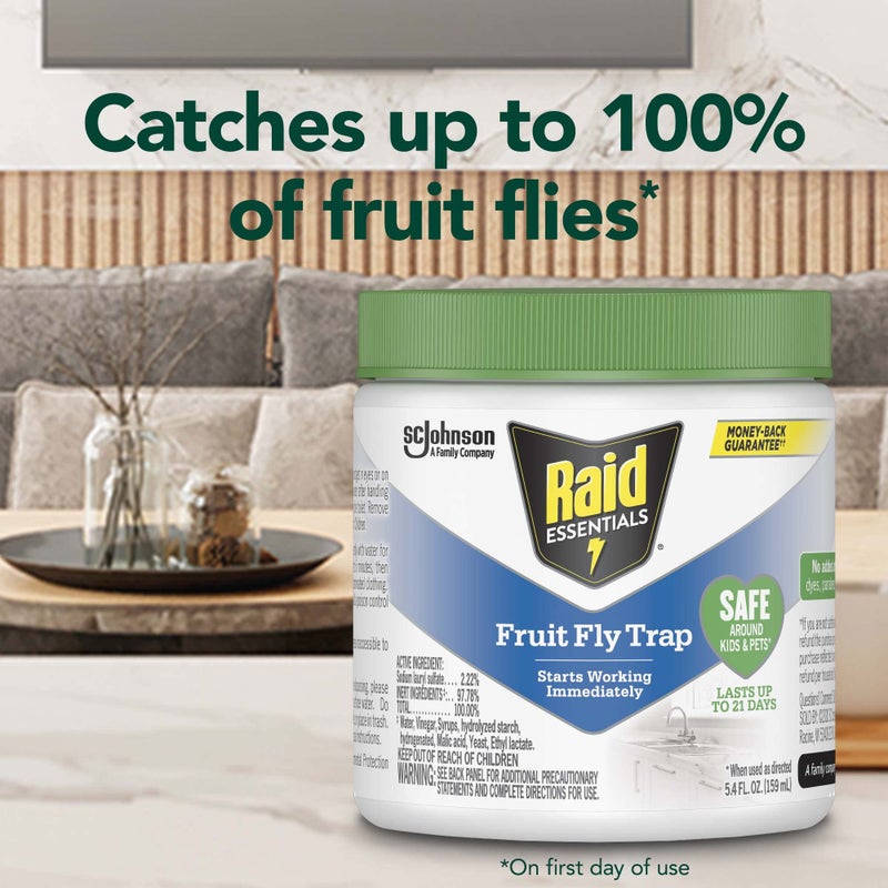Raid Essentials Fruit Fly Trap for Indoors, Made with Essential Oils, Child and Pet Safe, 5.4 oz - Image 2