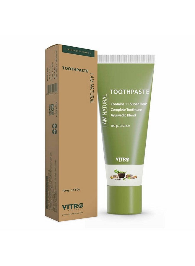 VITRO Herbal Toothpaste 100G | Complete Toothcare | Ayurvedic Blend With Babool Laung Pudina Neem | Vegetarian | No Fluoride - Image 1